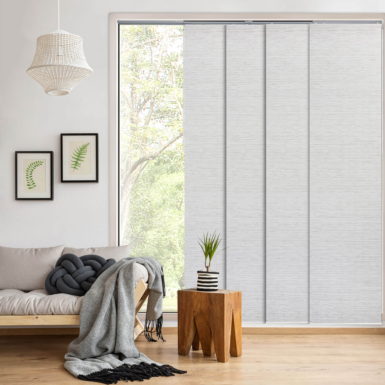 Sliding panel store blinds