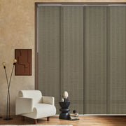 brown stripe pattern vertical blinds