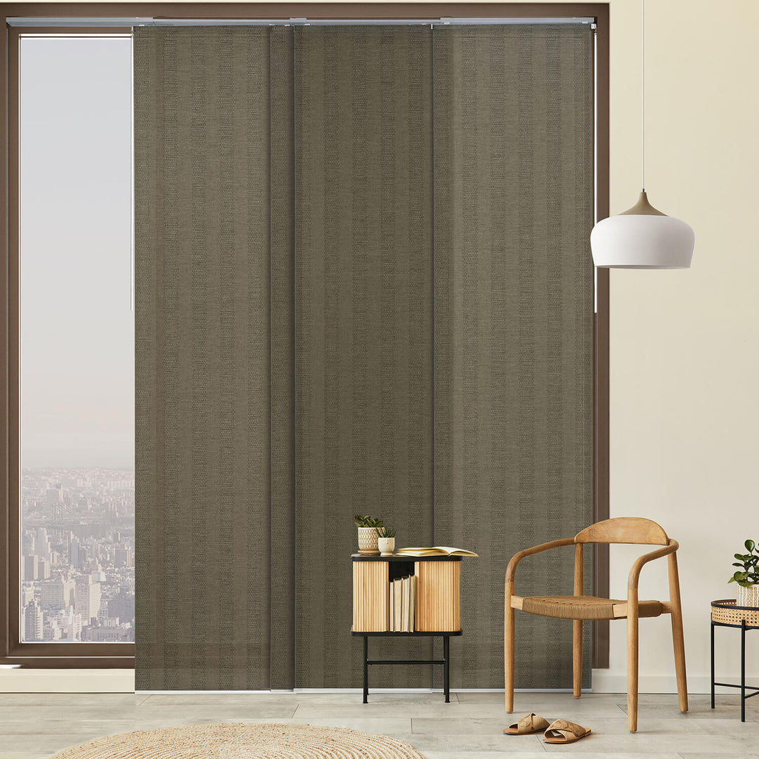dark brown light filtering large window blinds 