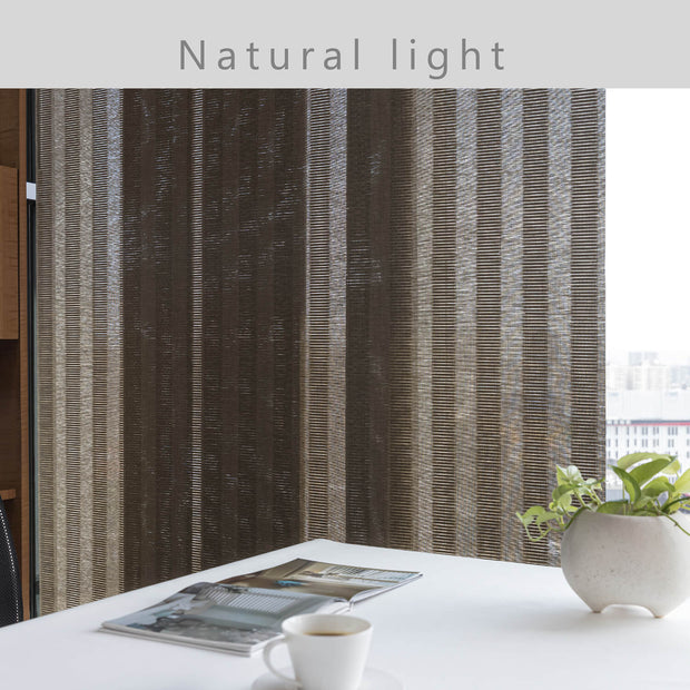 brown striped pattern semi-sheer window coverings