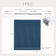blue panel track blinds size