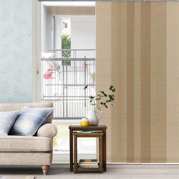 wheat color natural woven fabric light filtering sliding patio door blinds